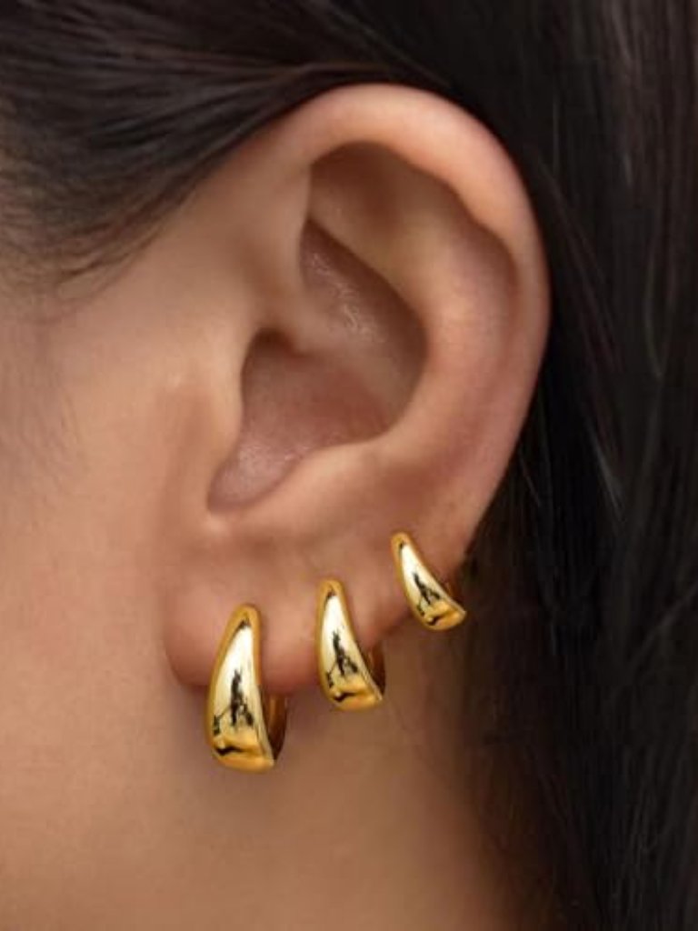 3 Pairs Gold Hoop Earrings Set For Women Trendy Chunky Small Huggie Jewelry